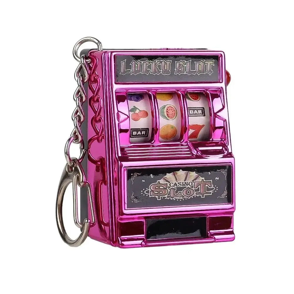 Fruit Slot Machine Keychain Lucky Charm Jackpot Keychains Mini Casino Pendant Bag Charm Novelty Gifts for Kids Adults