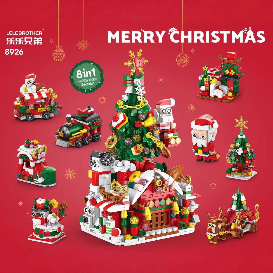 Christmas Surprise Advent Calendar 2025 8 In 1 Building Block Sets Creative Xmas Gifts for Adults Kids Boys Girls