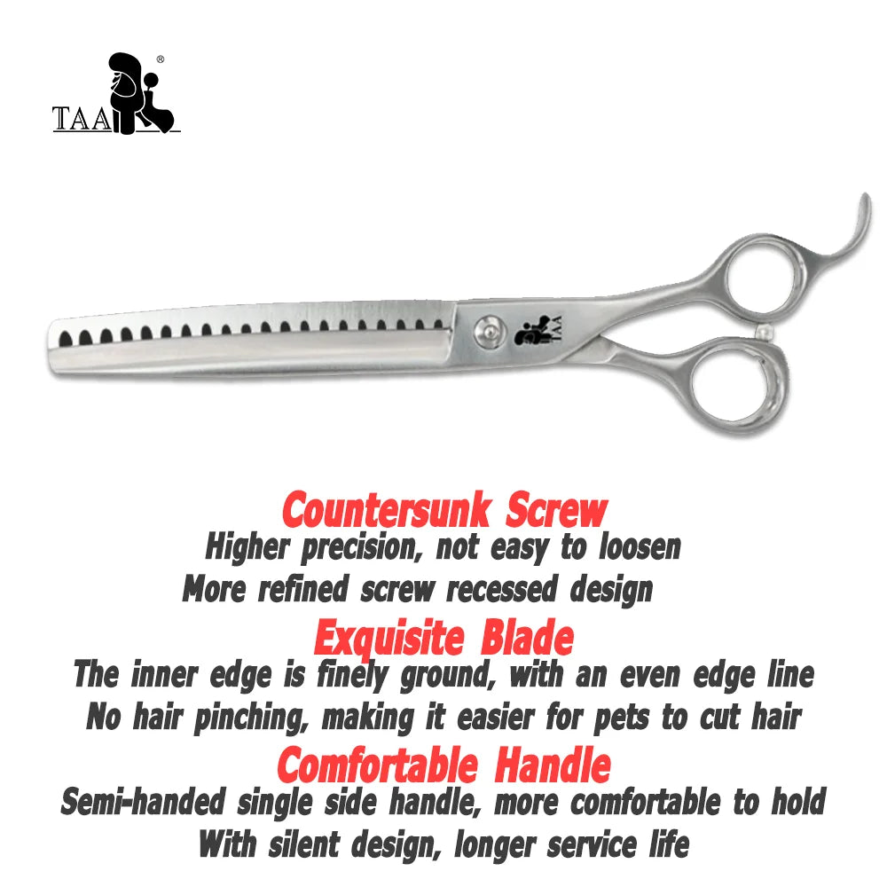 TAA Grooming Scissors Pet Scissors for Dog Professional Hairdressing Scissors 440C Alloy Steel Serrated Cat Dog Pet Hair Cutting