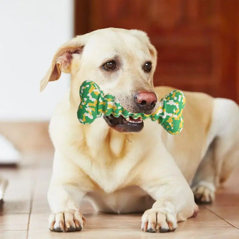 Rubber Dog Toys Bite-Resistant Chewing Bone Balls Chewing Interactive Fetch Throw Toys Vibrant Colors Teeth Cleaning And