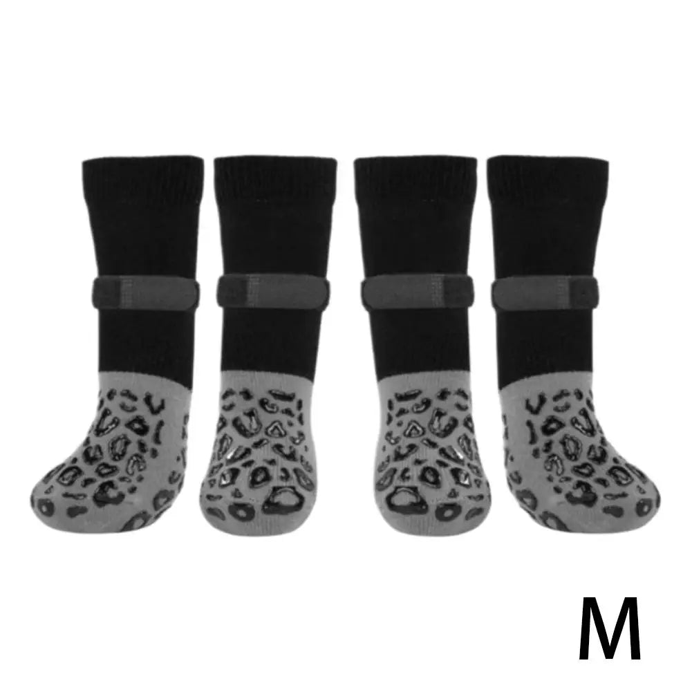 4Pcs/set Anti Slip Dog Socks with Straps Traction Control for Indoor on Hardwood Floor Wear Pet Paw Protector for Small Dogs Pet