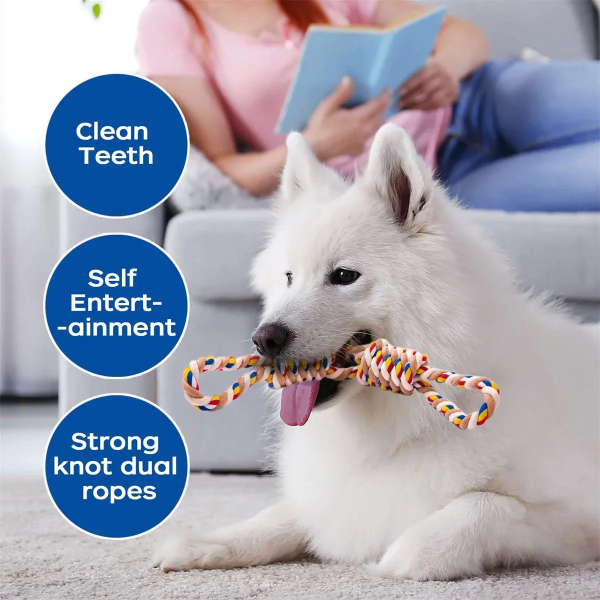 Indestructible Chew Rope Toys for Medium Large Dogs Tooth Cleaning Pet Aggressive Dog Antistress Toy
