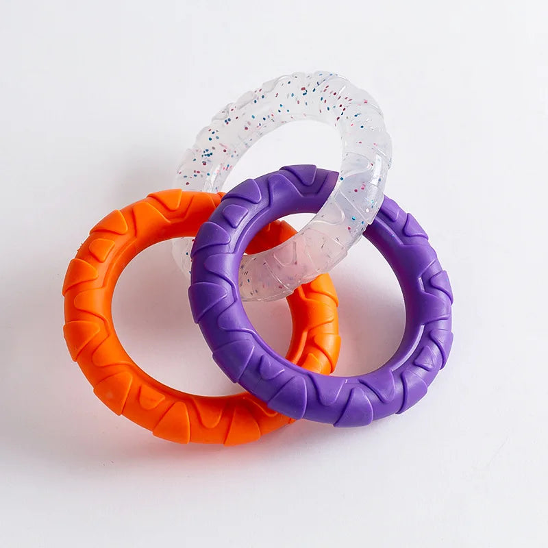 Durable Dog Chew Toy TPR Teeth Cleaning Pet Toys Interactive Bite Resistant 3 Colors Ring Dog Toy Pet Supplies Accessories Stuff