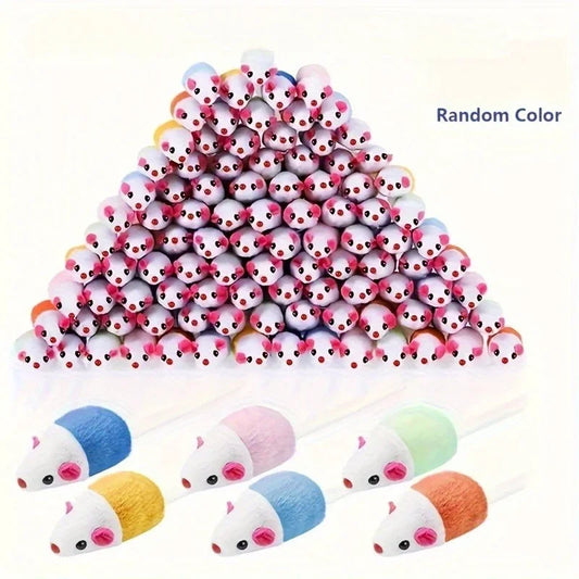 3-100 Pcs Cat Toys Interactive  Cloth Strip Mouse Color Tail Dual Color Fun Relieve Boredom Toy for Fun Playing with Cats