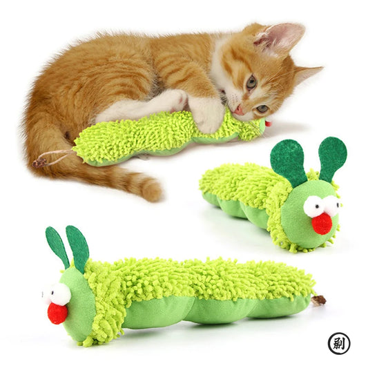 Cat plush toy pet amusing cat to relieve boredom interactive scratch-resistant and bite-resistant green animal toy