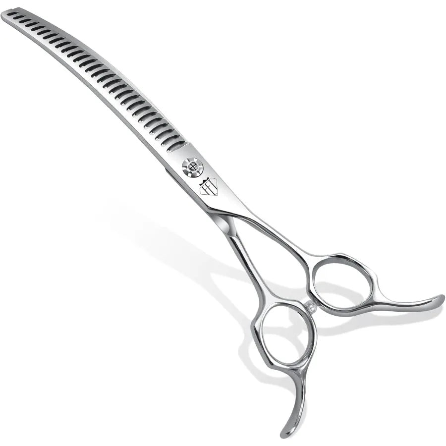 Professional Curved Thinning Scissors for Dog Grooming 30Degree Curvature Japanese 440C for Trimming Dogs Cats and Other Pets f
