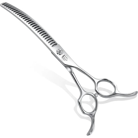 Professional Curved Thinning Scissors for Dog Grooming 30Degree Curvature Japanese 440C for Trimming Dogs Cats and Other Pets f