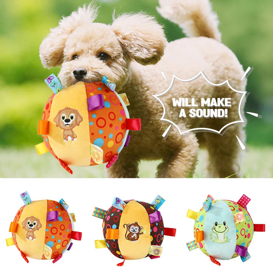 Interactive Ball Dog Toy for Aggressive Chewers Training Decompress Bite Resistant Plush Handle Dog Toys with Bells Pet Supplies