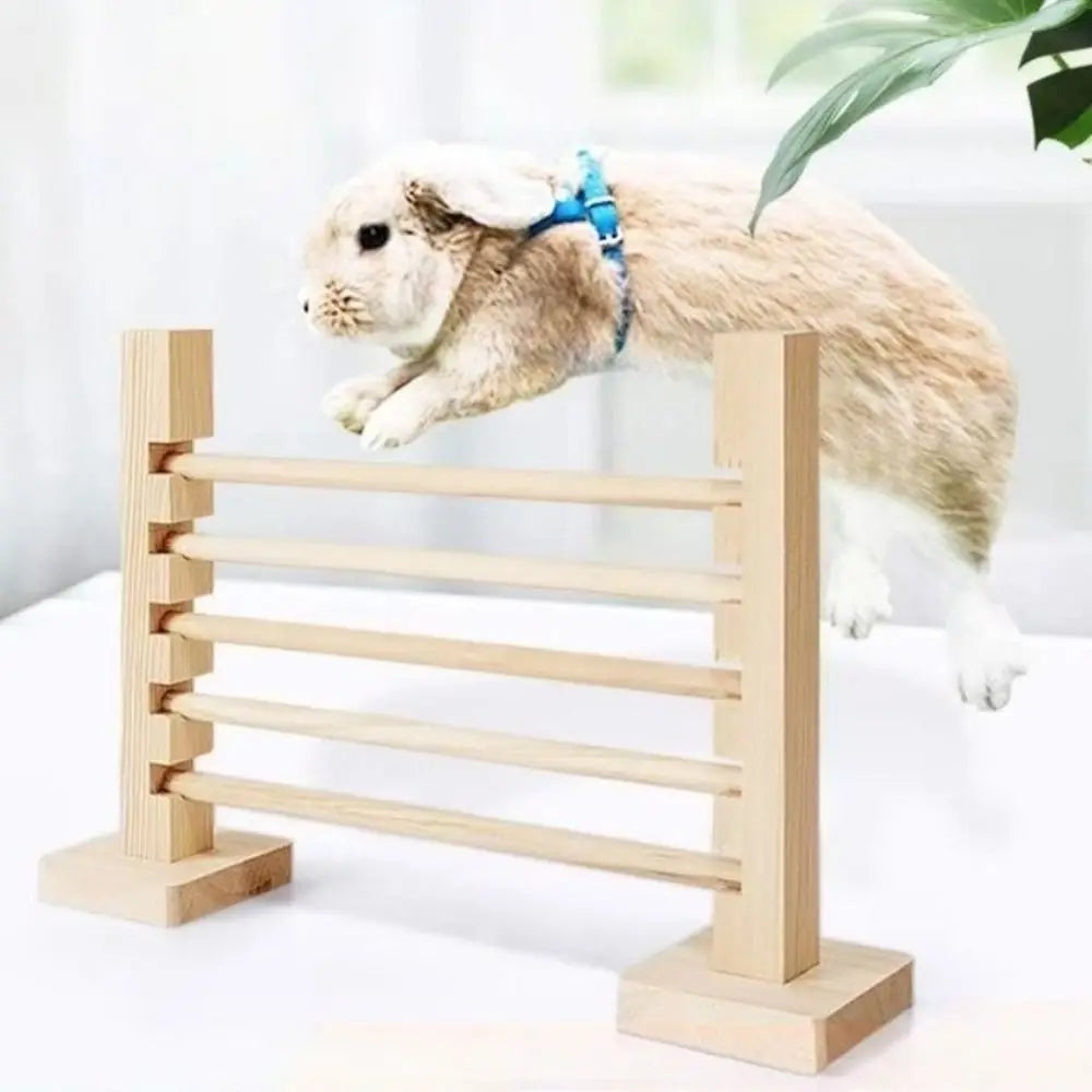 New Wooden Rabbit Jump Bar Easy to Install Adjustable Height Pet Training Games Interactive Pet Exercise Toy Small Pet Supplies