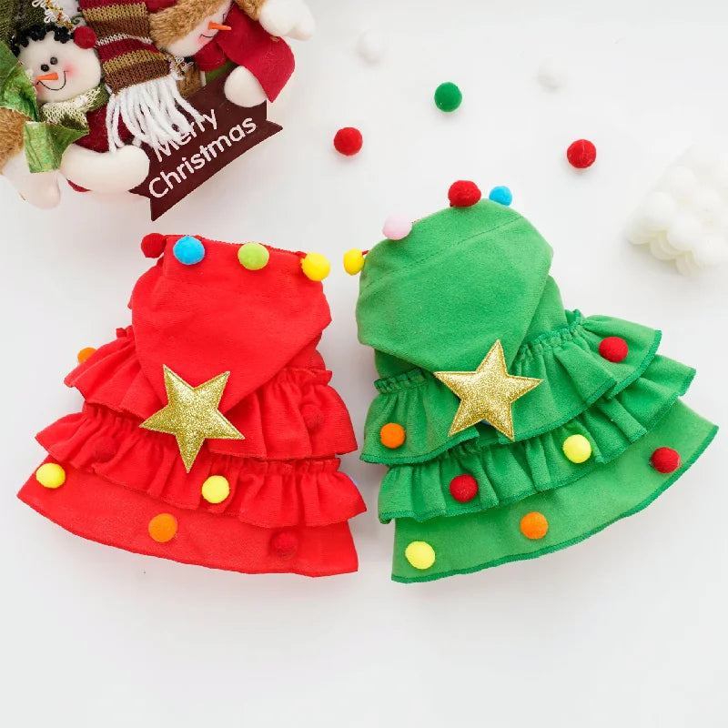 Merry Christmas Pet Clothes Dog Cloak Pet Cape And Shawl Puppy Cosplay Santa Tree Costume Happy Festival Coat Supplies Wholesale