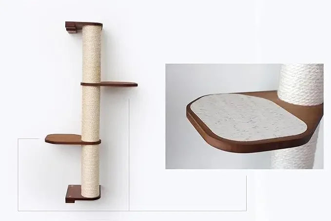 Cat Scratching Post –3-Tier Cat Wall Scratcher w/Cat Shelves -Bamboo and Sisal Cat Scratcher Post – Durable Cat Scratching Posts