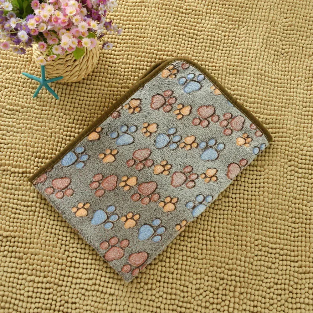 Dog Blanket Washable Fuzzy Soft Pet Mat Throw Cover for Kennel Crate Bed Cute Paw Pattern Puppy Cat Bed Blanket Mat Pet Blankets