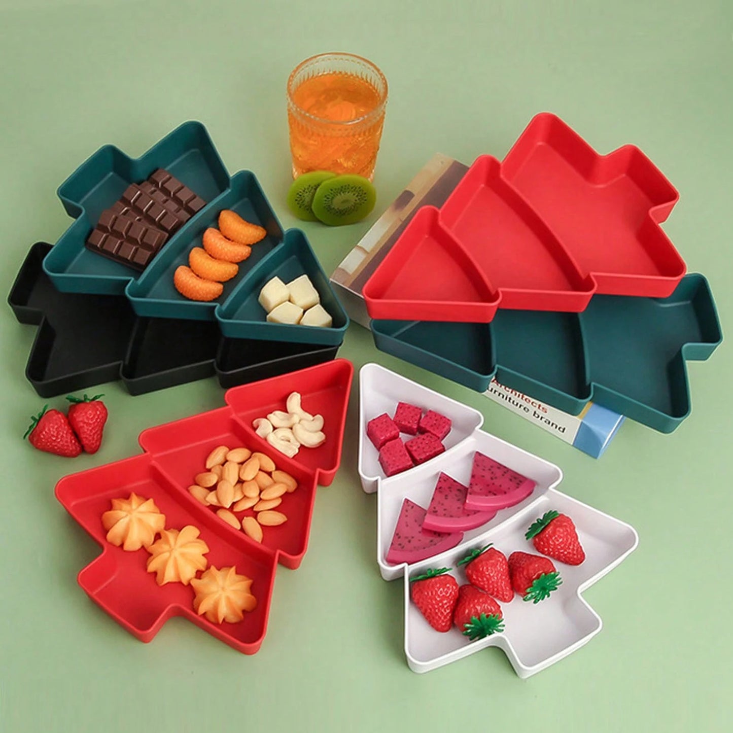 Christmas Tree Shape Fruit Plates Multi-function Dried Fruit Plate Candy Dish Serving Trays Suitable For Holiday Party Xuan-us