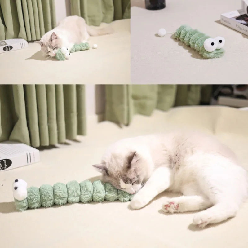 Plush Cat Chew Toy Catnip Self-hi Bite Toys Strip Pillow Teaser Toys for Cats Soft Interactive Cat Plaything Kitten Toys