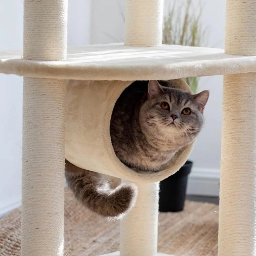 Heavy-Duty Indoor Cat Tree for Large Cats up to 20 Lbs, Climbing Frame with Space Capsule Design for Feline Play and Rest