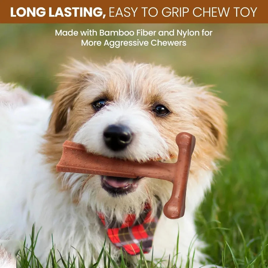 BamBones Plus T Bone Durable Bamboo Fiber and Nylon Dog Chew Designed for Aggressive Chewers Ideal for Adult Dogs and Teething