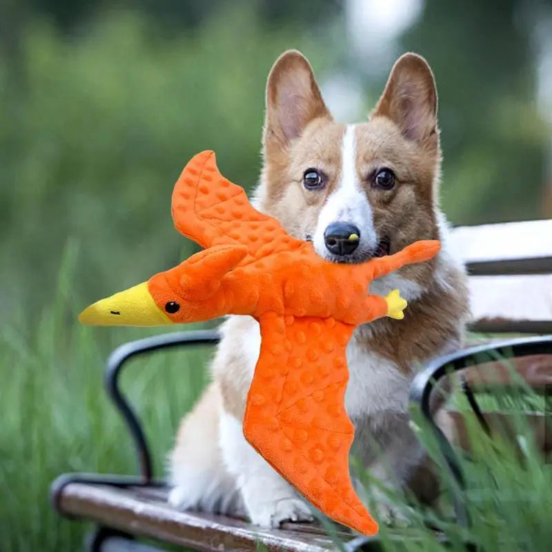 Pterodactyl Dog Toy Pterosaur Design Plush Toys For Aggressive Chewers Dog Treat Toy Squeaky Plush Dog Toy Puppy Chew Toys