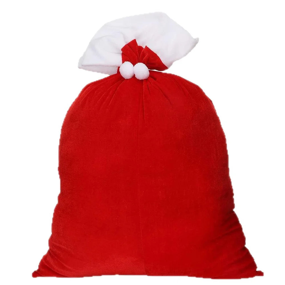 1Pcs Extra Large Santa Gift Sack Christmas Santa Gift Sack Santa Velvet Sack with Drawstring Merry Christmas Present Bag