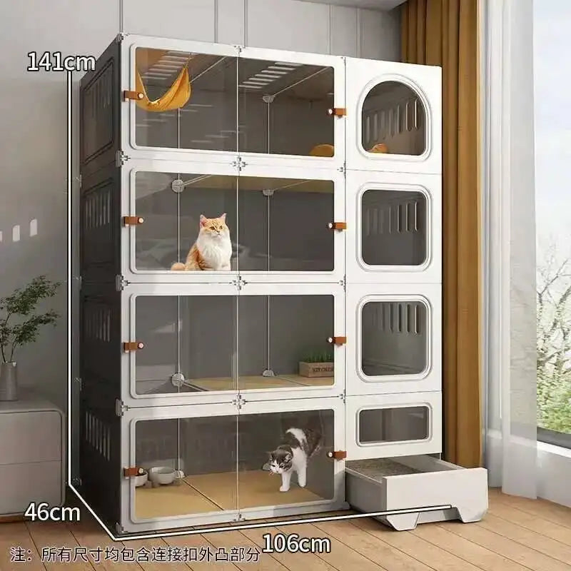 Luxury Cat Cage Cats Litter Box Integrated Cat House Modern Minimalist Large Free Space Household Indoor Cages for Cats