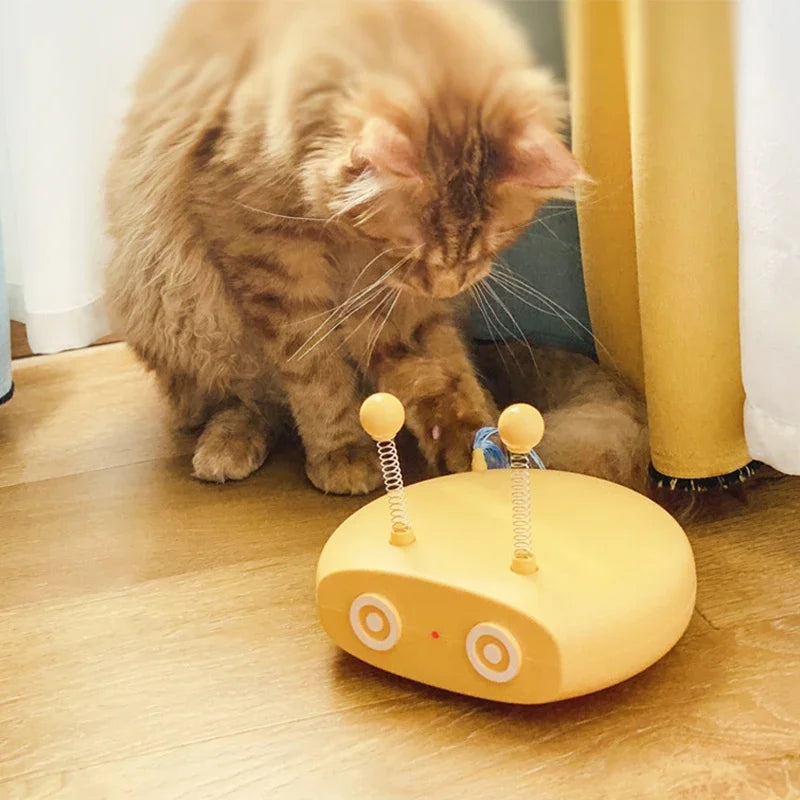 Electric Robot Cat Interactive Cat Toy Turntable Automatic Feather Teasing Stick Laser USB Charging Funny Cat Toys Pet Supplies
