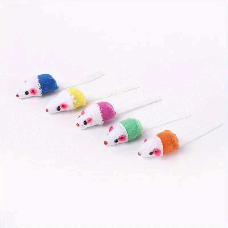 3-100 Pcs Cat Toys Interactive  Cloth Strip Mouse Color Tail Dual Color Fun Relieve Boredom Toy for Fun Playing with Cats
