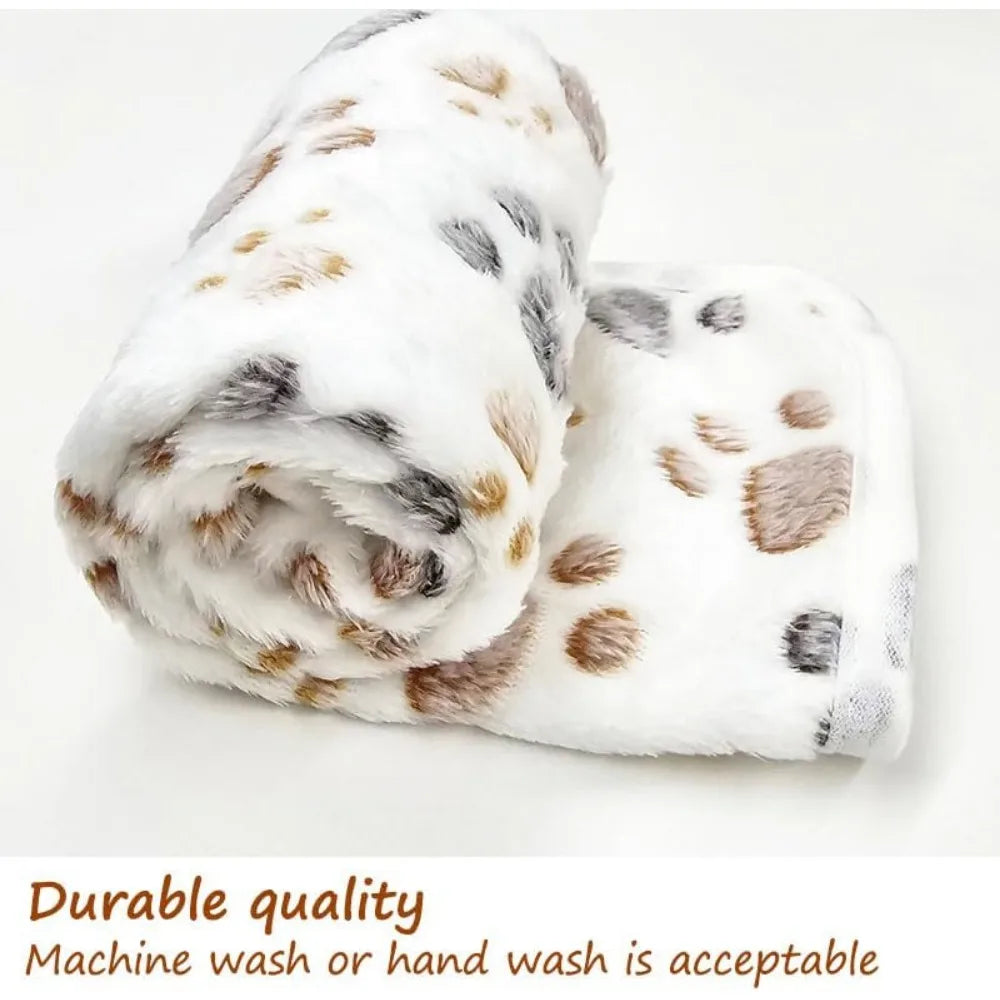 1 Pack 3 Blankets Fluffy Premium Fleece Soft Pet Blanket Flannel Throw for Cat Dog Puppy (Small 23x16'', Paw-White/Pink/Brown)