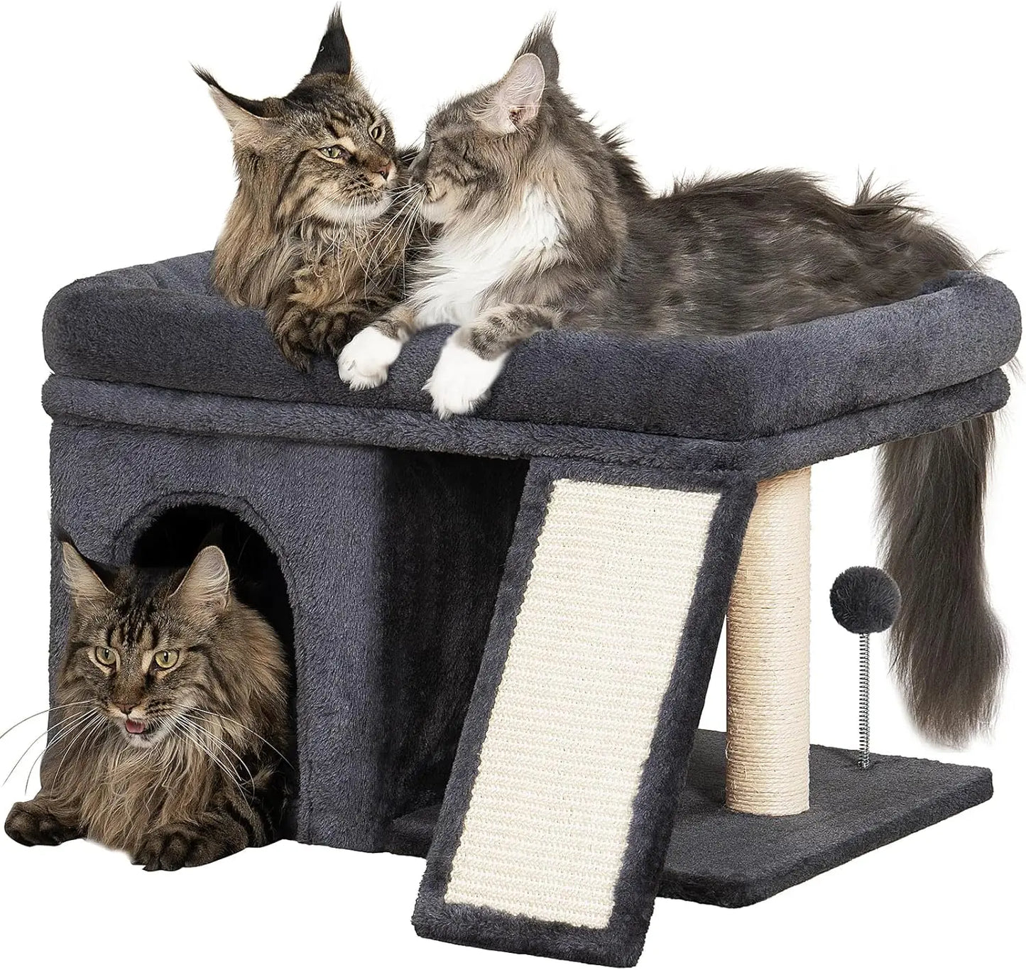 14‘’ Cat Tree Tower with Scratching Post, 20 * 16.5in Perch Bed for Large Adult Cats, Condo Cave for Indoor Small Medium Kittens