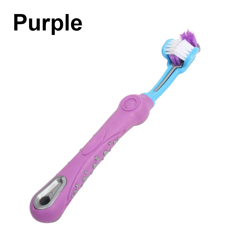 Three Sided Pet Toothbrush Three-Head Multi-angle Toothbrush Removing Bad Breath Tartar Cleaning Mouth Dog Cat Teeth Care Tool