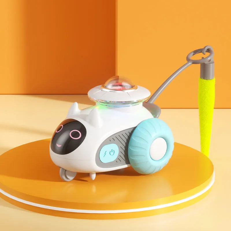 Cat Toys for Indoor Remote Control Smart Automatic Car with Tail Rechargeable LED Auto Moving Exercise Interactive Cat Toys