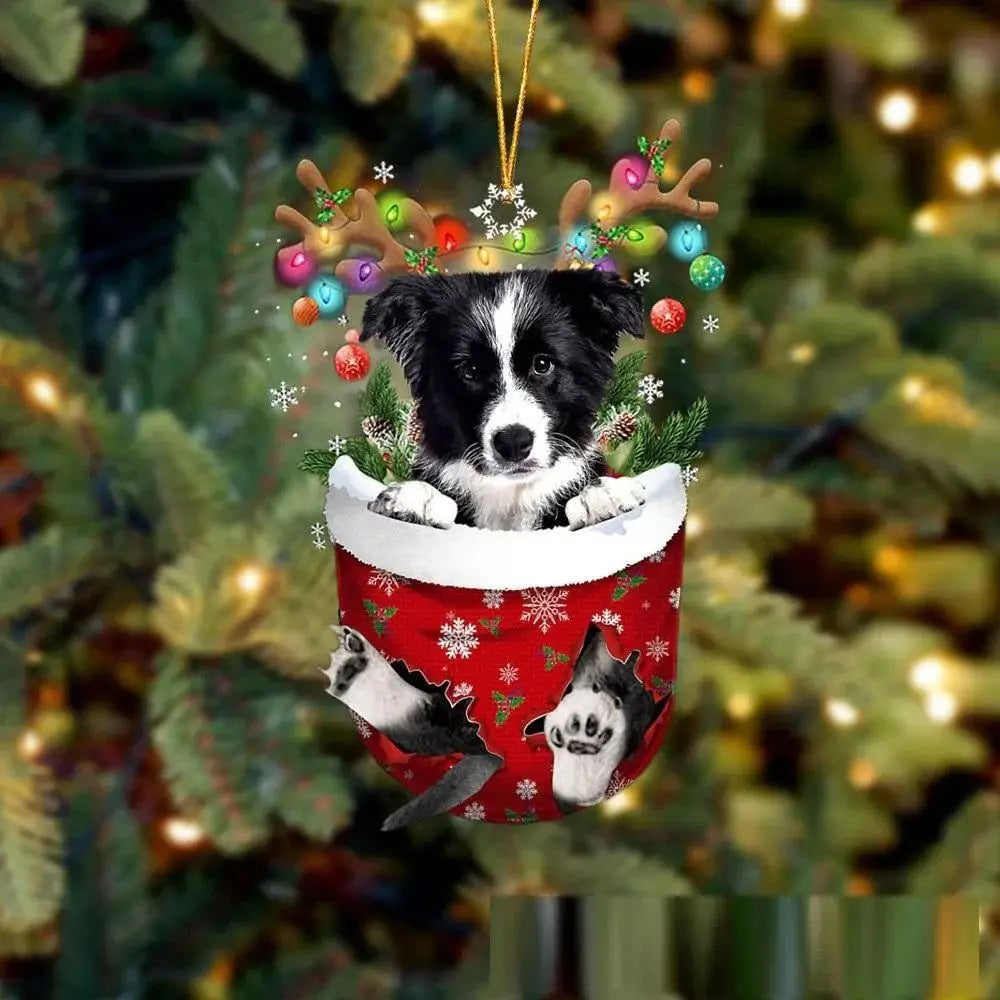 Christmas Cute Puppy Dog Shell Hanging Pendants Xmas Tree Drop Ornament Merry Chriatma Home Decor Happy New Year 2024