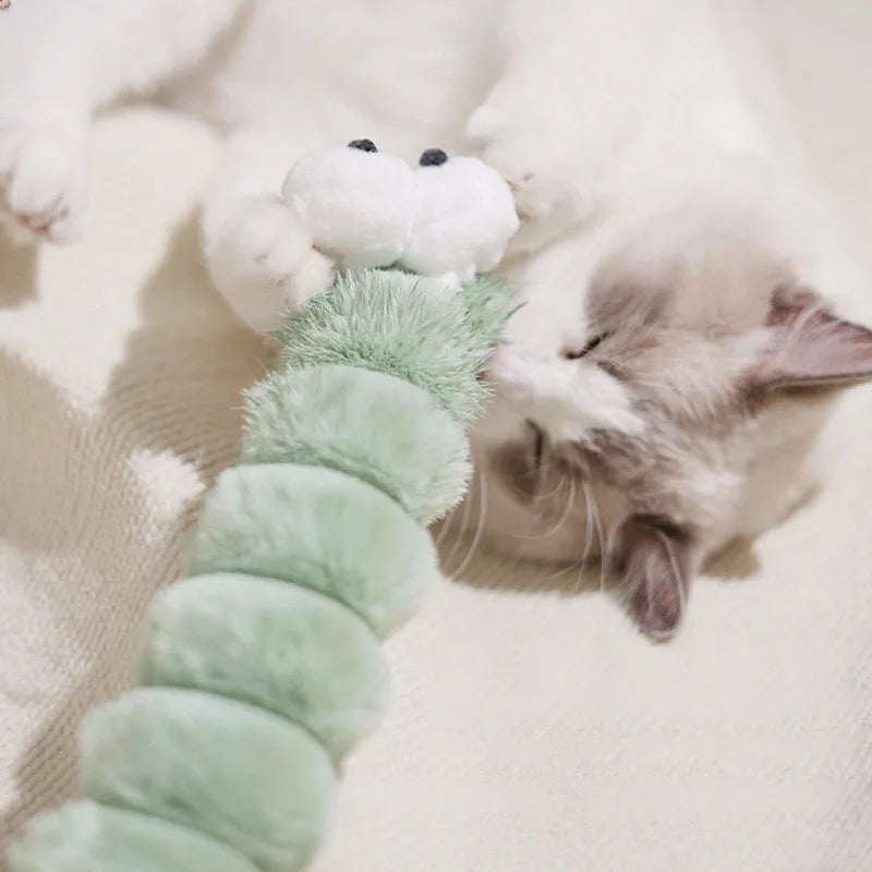 Plush Cat Chew Toy Catnip Self-hi Bite Toys Strip Pillow Teaser Toys for Cats Soft Interactive Cat Plaything Kitten Toys
