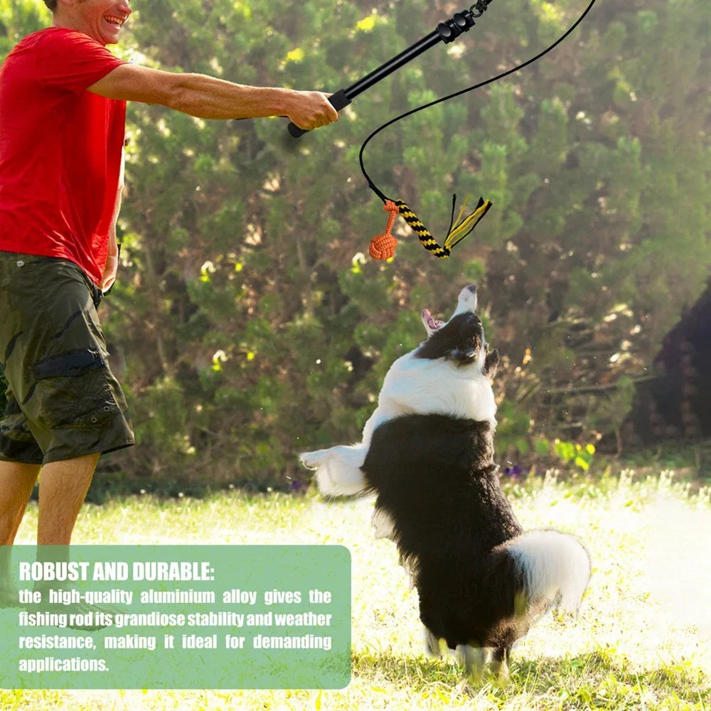 Durable Bite Resistant Dog Teeth Grinding Toy Interactive Retractable Pole Plush Chew Toy