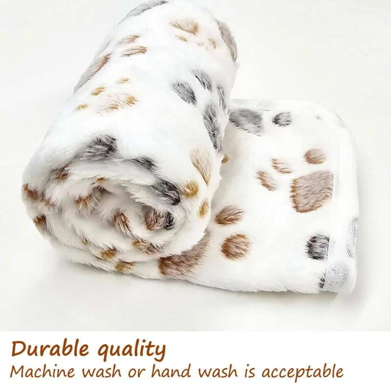 Cute Flannel Pet Blanket Cartoon Dog Paw Print Blanket Pet Mat for Cats and Dogs Warm and Comfortable Blanket for Puppy Kitten