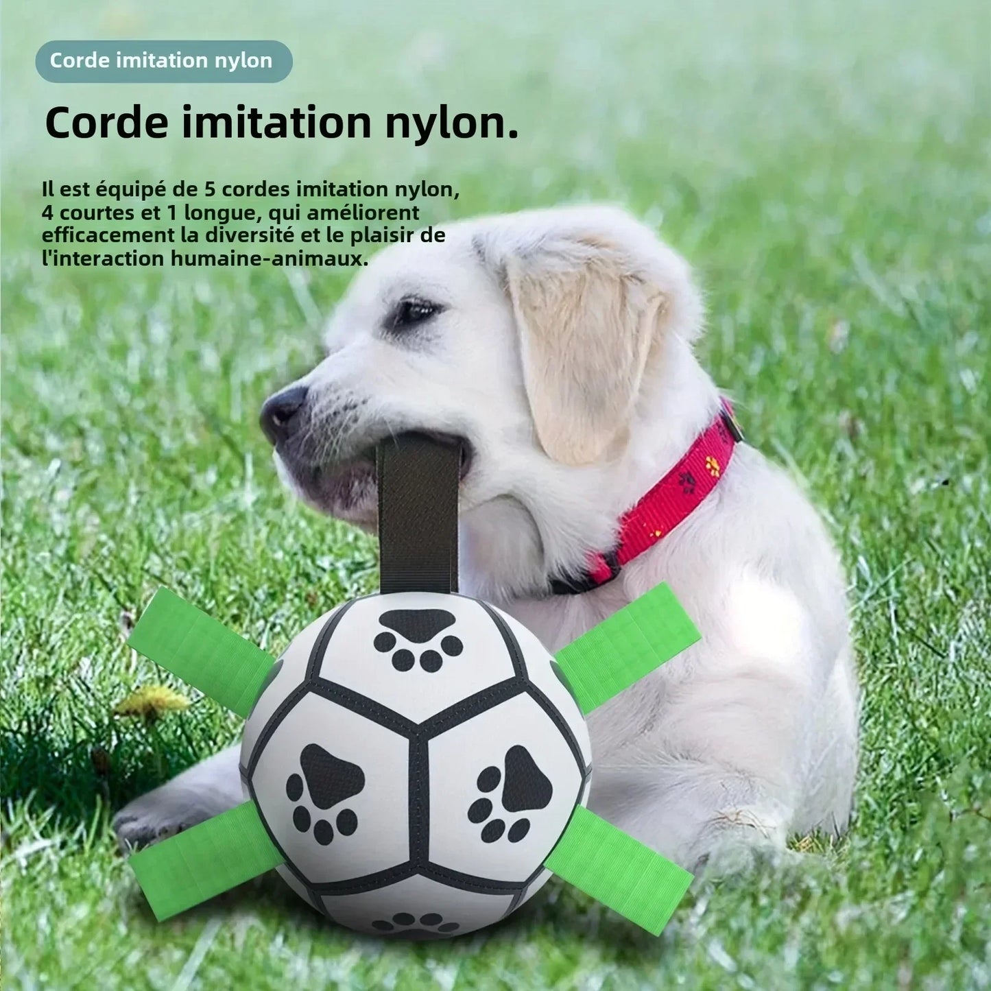 1 Pcs Interactive Dog Toys for Tug of War Dog Soccer Ball with Straps for Indoor Outdoor Dog Tug Toy Sturdy Ball Fetch Toy