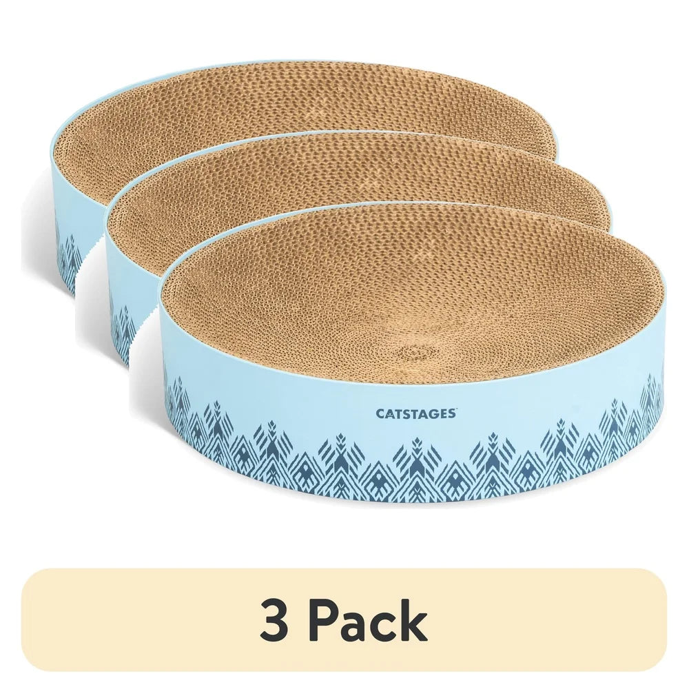 3 Pack Cat Scratcher Bowl Cozy Resting Spot Recycled Cardboard Healthy Nail Care Lightweight Durable Design Ideal Cats Up to