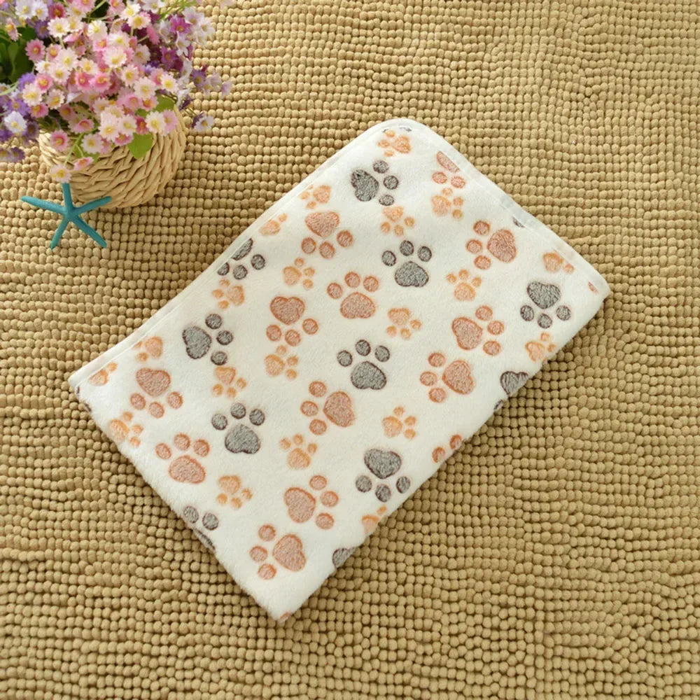 Dog Blanket Washable Fuzzy Soft Pet Mat Throw Cover for Kennel Crate Bed Cute Paw Pattern Puppy Cat Bed Blanket Mat Pet Blankets