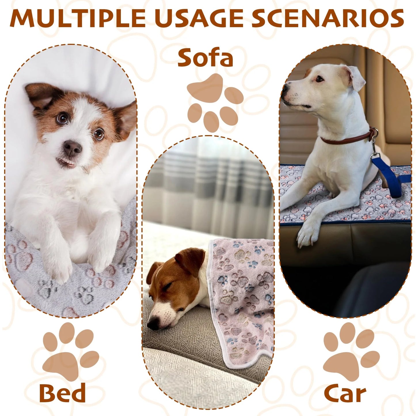 Cute Flannel Pet Blanket Cartoon Dog Paw Print Blanket Pet Mat for Cats and Dogs Warm and Comfortable Blanket for Puppy Kitten