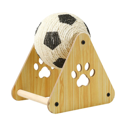 Sisal Ball Cat Scratcher - Vertical Football-Shaped Cat Tree, Durable Claw Grinder, Non-Shedding Self-Play