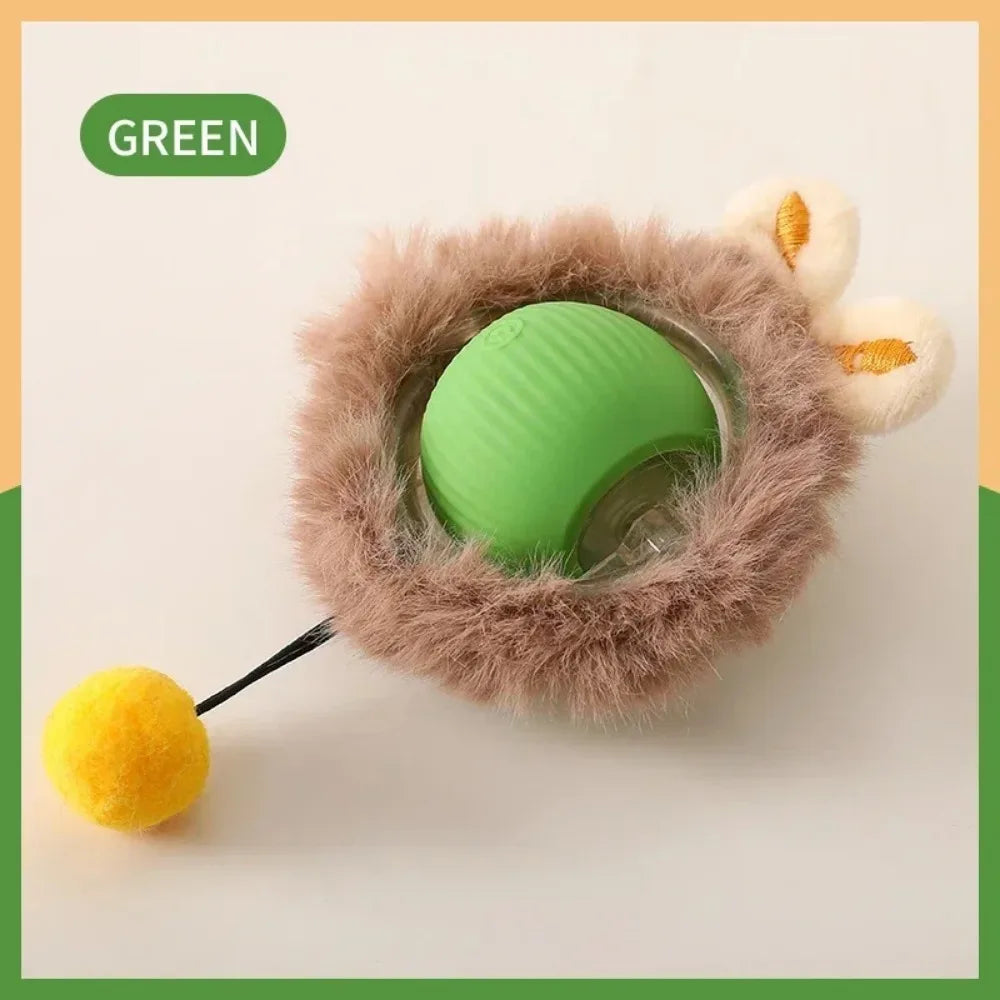 LEMEENQ Cat Interactive Ball Toy Auto Rolling Ball with Tail Rechargeable Smart Pet Interactive Toy Intelligent Mouse for Cat