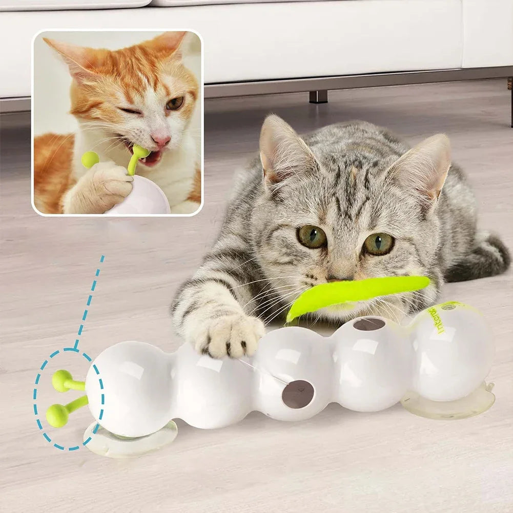 Intelligent Interactive Cat Toy Motion Activated Wack A Worm Post Toy With Tail Automatic Emerging from The Hole Teasing Cat Toy