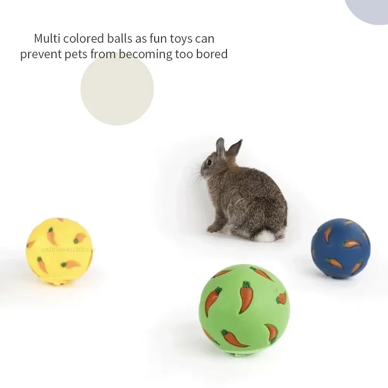 Rabbit Treat Ball Pet Slow Feeder Interactive Bunny Toy Snack Toy Ball Bite Resistant Feeding Toys Kitty Guinea Pig Cat Supplies