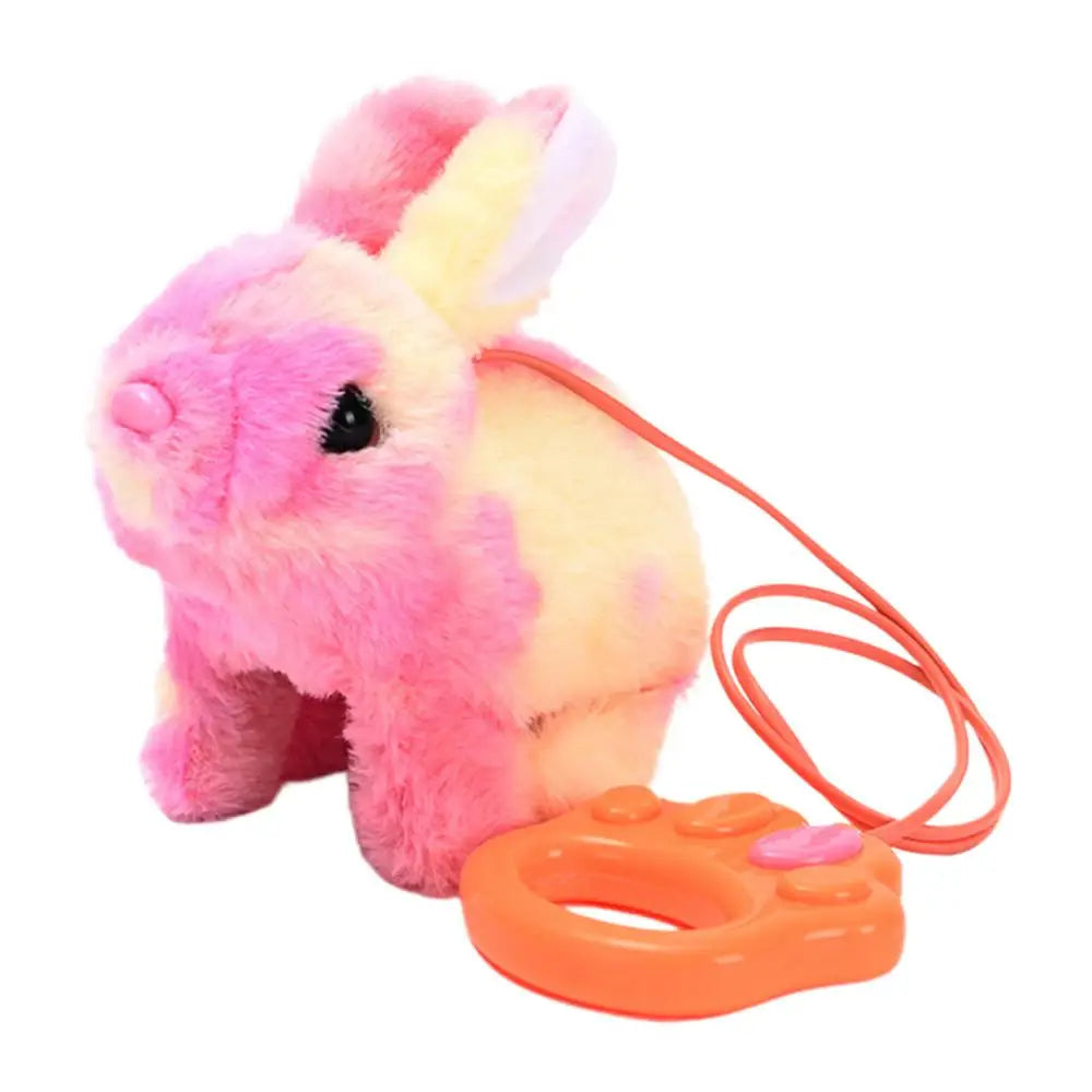 Walking Bunny Toy Cute Electric Rabbit Interactive Plush Toys With Sounds and Rope Animated Rabbit Stuffed Doll Birthday Gifts