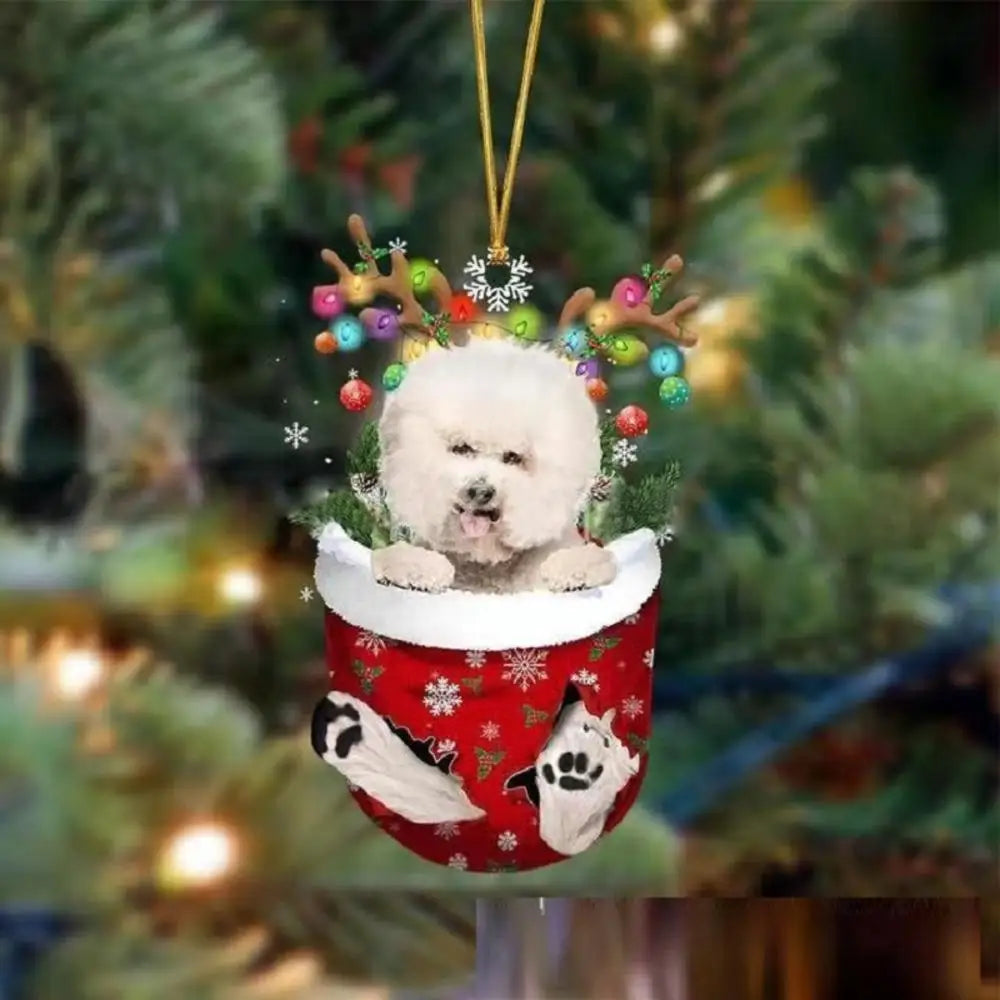 Christmas Cute Puppy Dog Shell Hanging Pendants Xmas Tree Drop Ornament Merry Chriatma Home Decor Happy New Year 2024