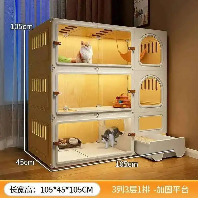 Luxury Cat Cage Cats Litter Box Integrated Cat House Modern Minimalist Large Free Space Household Indoor Cages for Cats