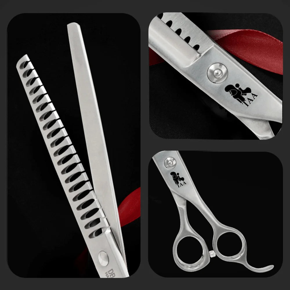 TAA Grooming Scissors Pet Scissors for Dog Professional Hairdressing Scissors 440C Alloy Steel Serrated Cat Dog Pet Hair Cutting
