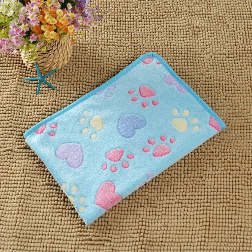 Dog Blanket Washable Fuzzy Soft Pet Mat Throw Cover for Kennel Crate Bed Cute Paw Pattern Puppy Cat Bed Blanket Mat Pet Blankets