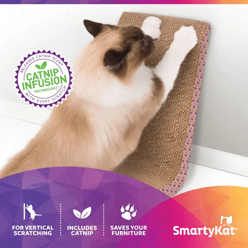 Angled Corrugated Cat Scratcher with Catnip Infusion Sustainable Material Healthy Claw Maintenance Ideal Cats and Kittens