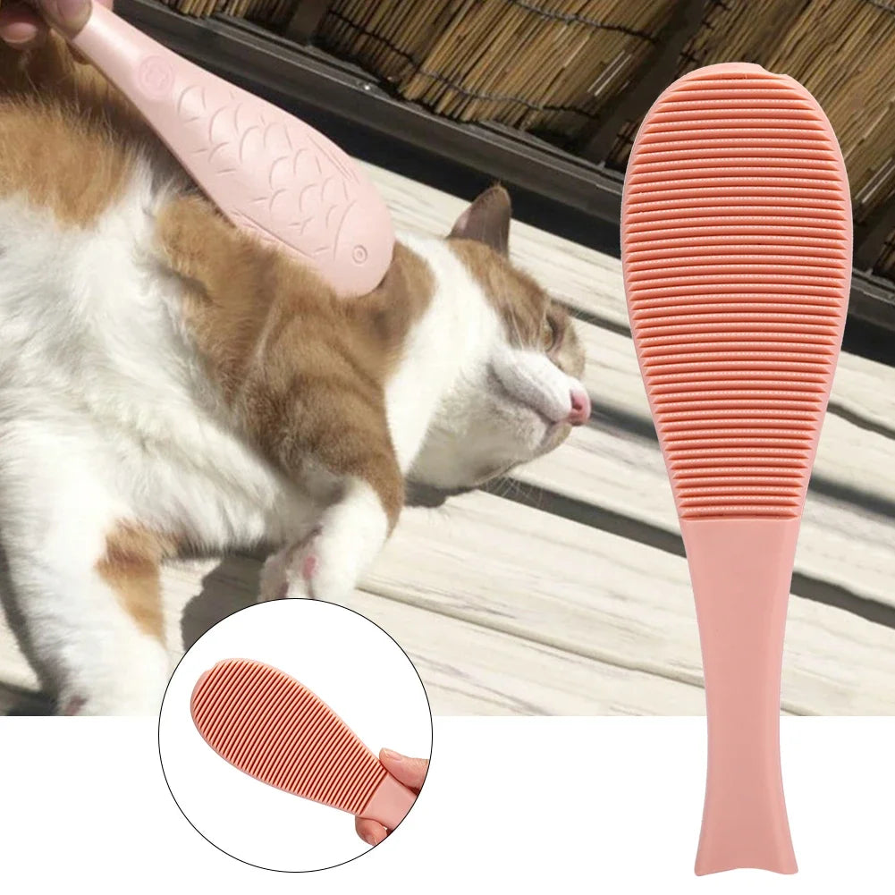 Fish Shape Cat Tongue Comb Simulation Pet Massage Comb for Pets Daily Hair Care ToolsPink