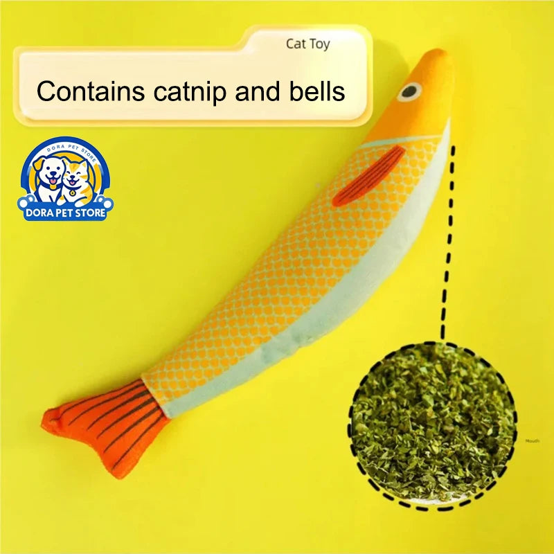 Cat toys mint fish simulation, grinding teeth, biting and teasing, durable and soothing, mint cat toys