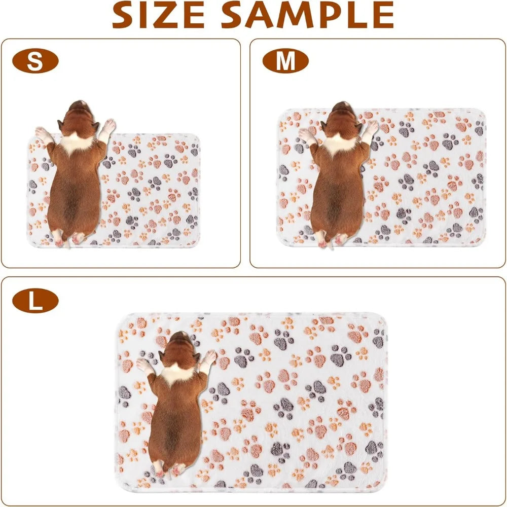 1 Pack 3 Blankets Fluffy Premium Fleece Soft Pet Blanket Flannel Throw for Cat Dog Puppy (Small 23x16'', Paw-White/Pink/Brown)
